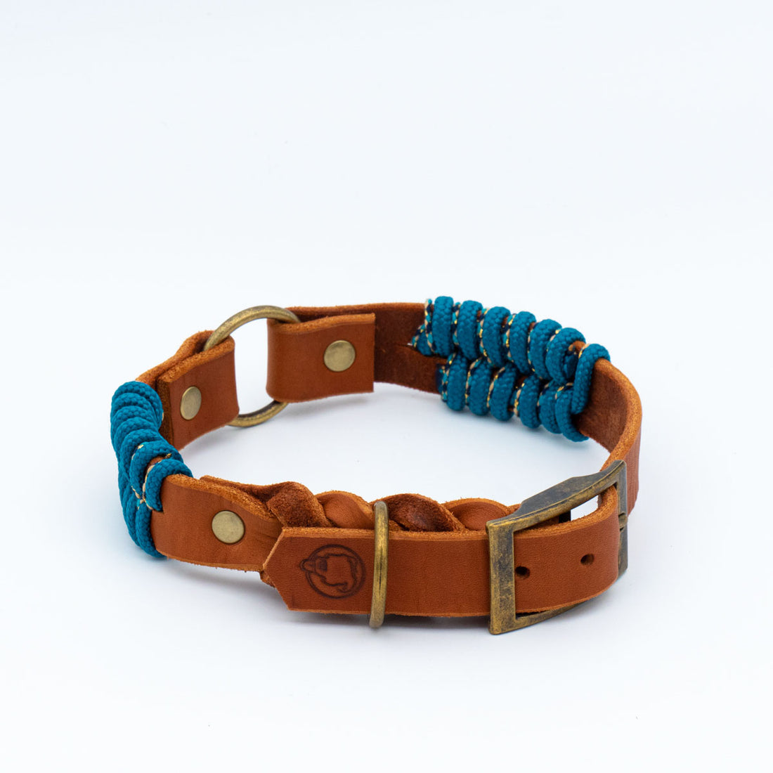 Leather collar - aqua