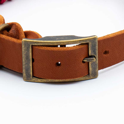 Leather collar - Berry