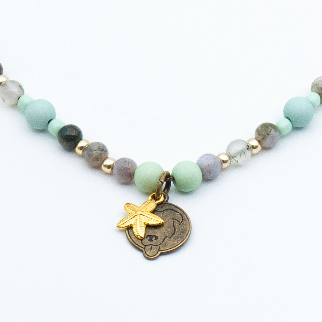 Dog necklace healing stones - Cove (moss agate)
