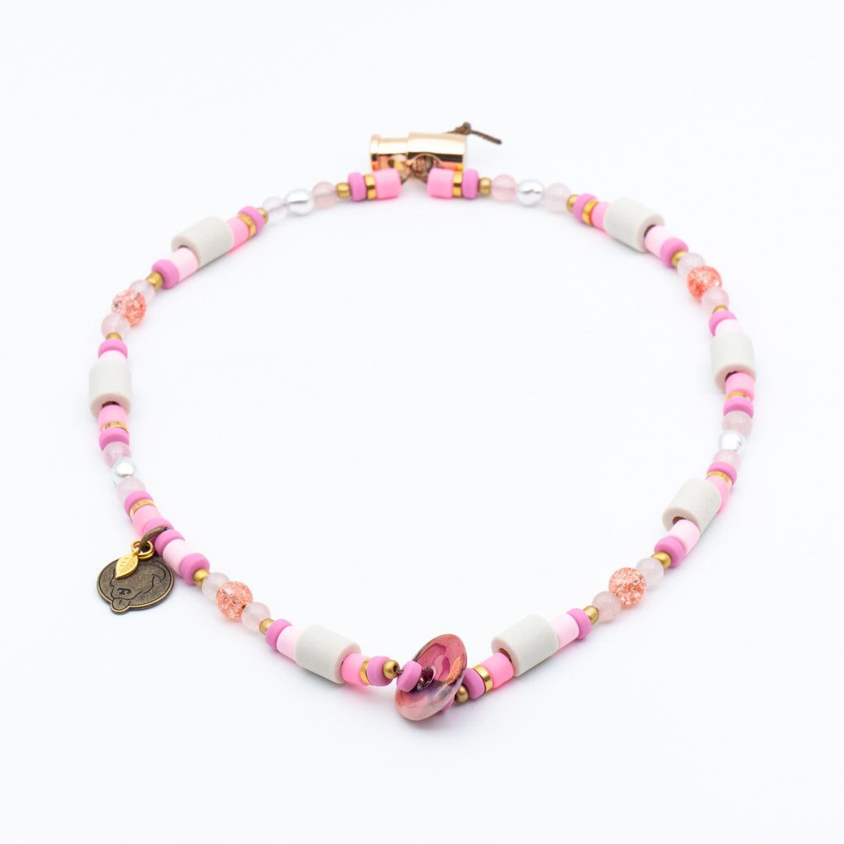 Dog Necklace Duplex - Blossom (EM Ceramic × Rose Quartz)
