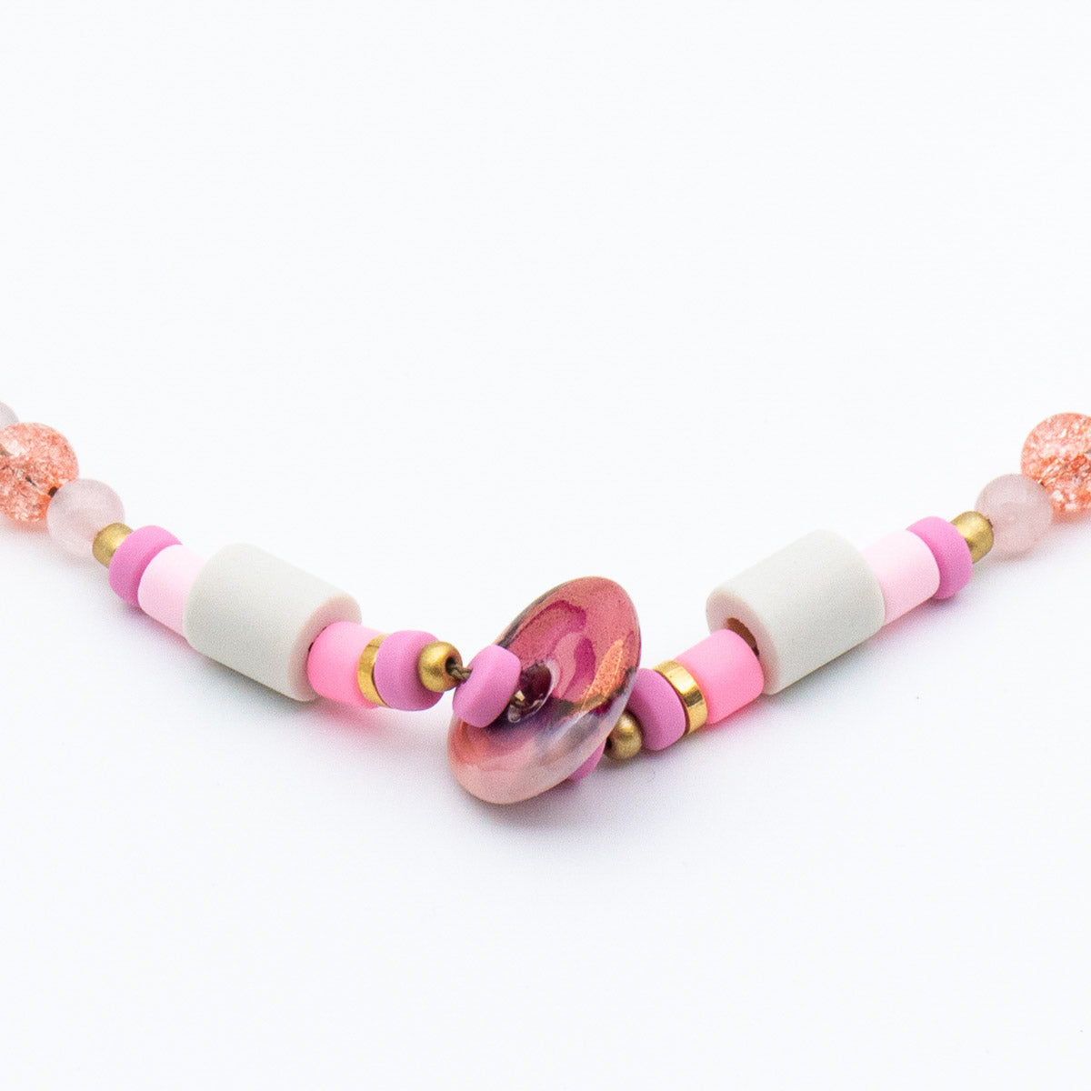 Dog Necklace Duplex - Blossom (EM Ceramic × Rose Quartz)