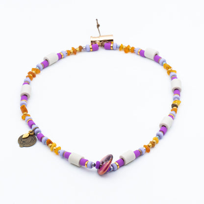 Dog Necklace Duplex - Lavender (EM Ceramic × Amber)