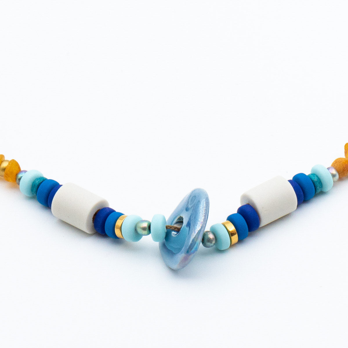 Dog Necklace Duplex - Bluebell (EM Ceramic × Amber)