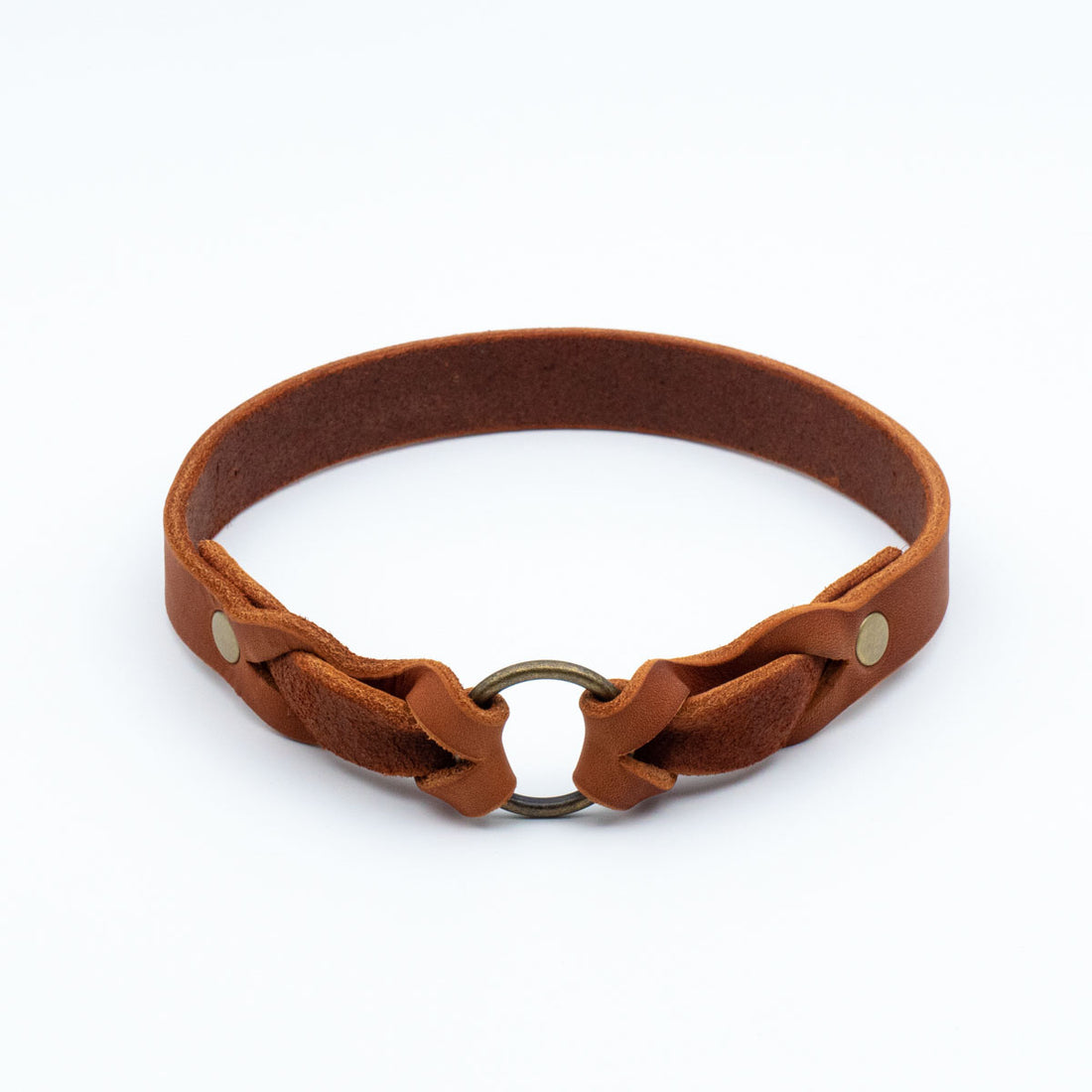 Dog tag strap - greased leather - brown