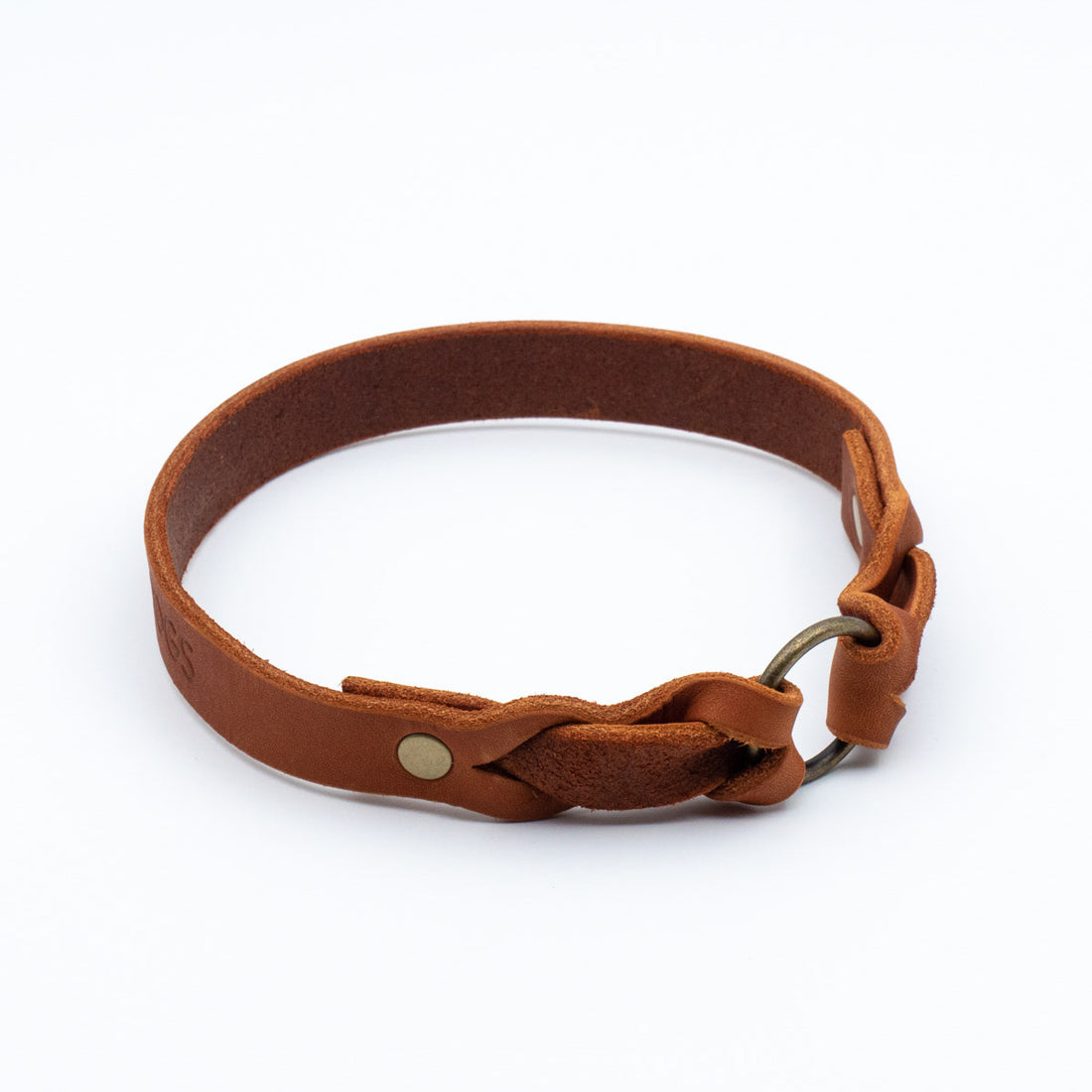 Dog tag strap - greased leather - brown