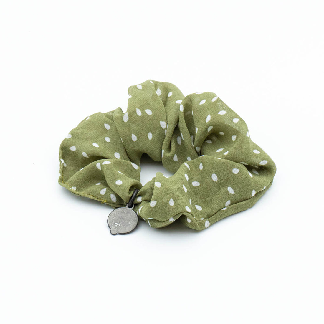 Scrunchie - Green polka dots